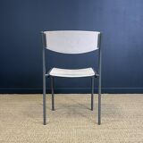 Pair of gijs van der sluis chairs white wood grey legs netherlands 1970s