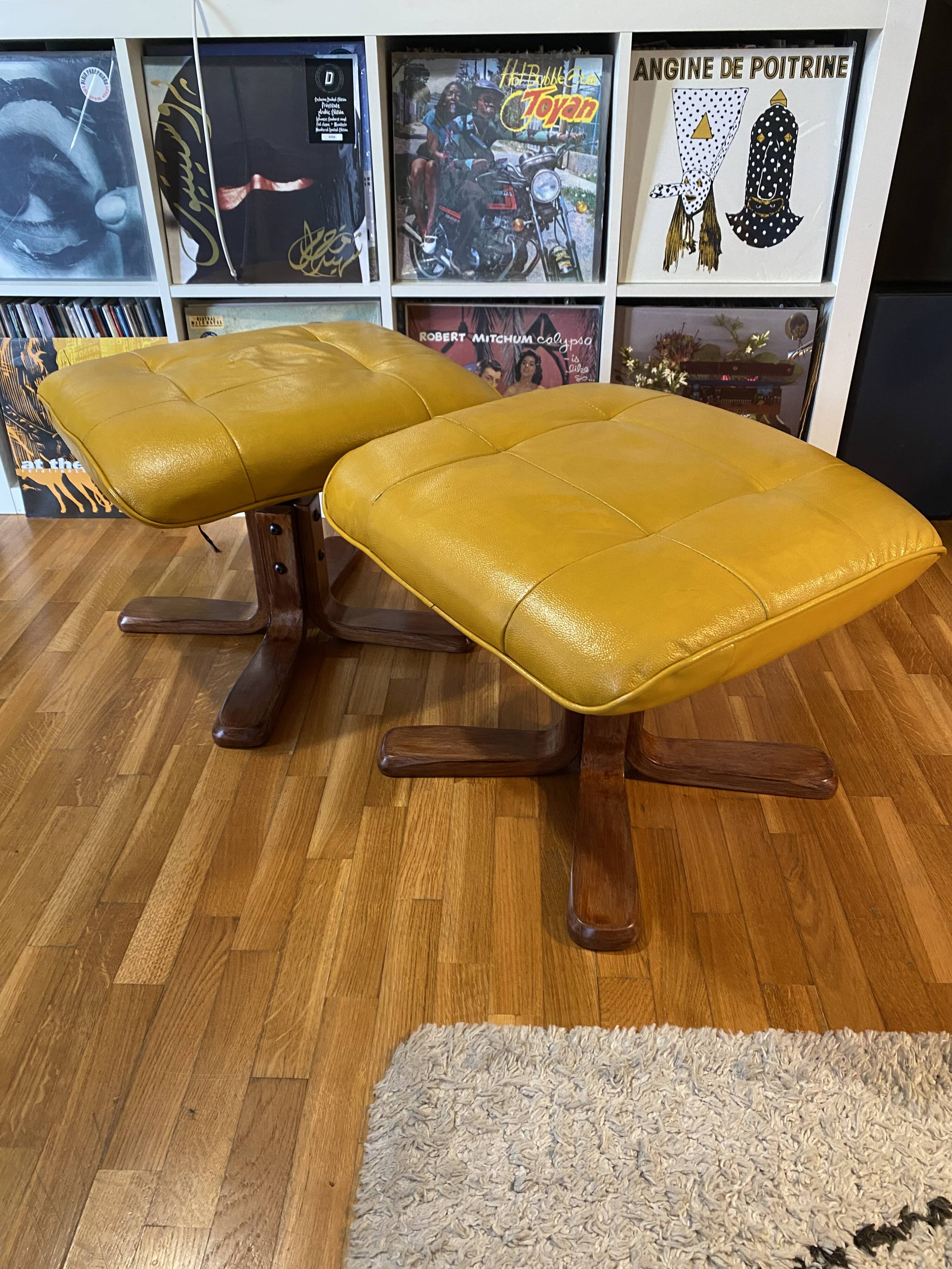 Pair of vintage Scandinavian footrests/ottomans from the 1970s – refurbished