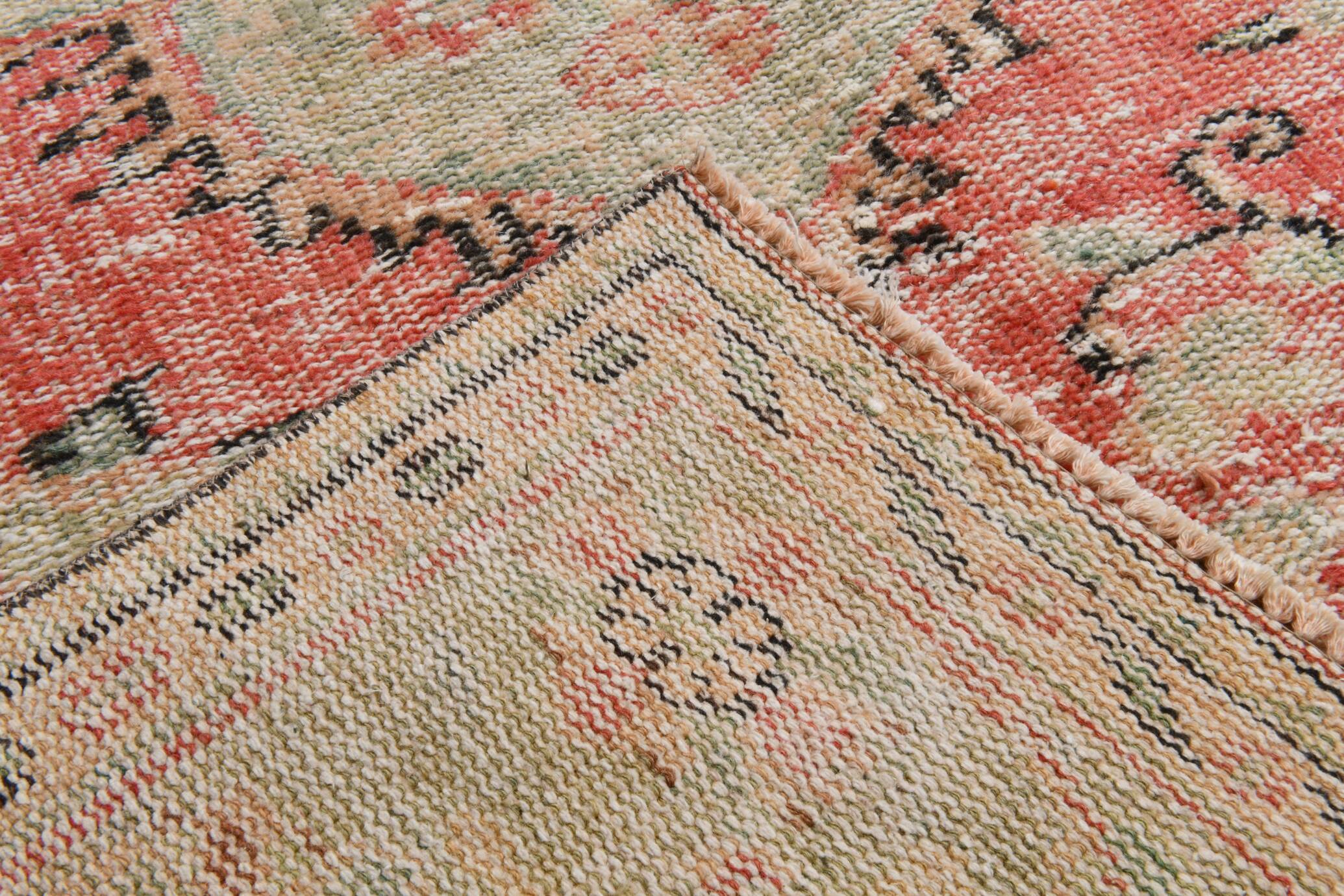 Red & cream oriental turkish vintage rug