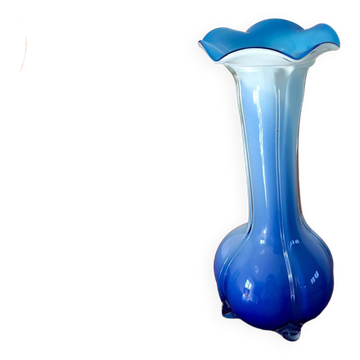 Tie & Dye blue opaline vase design from the 50s and 60s