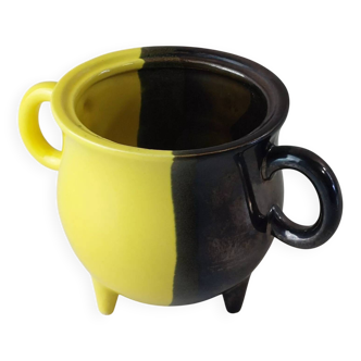 Antique sugar bowl, two-tone ceramic, Luc Lucchesi, from Vallauris