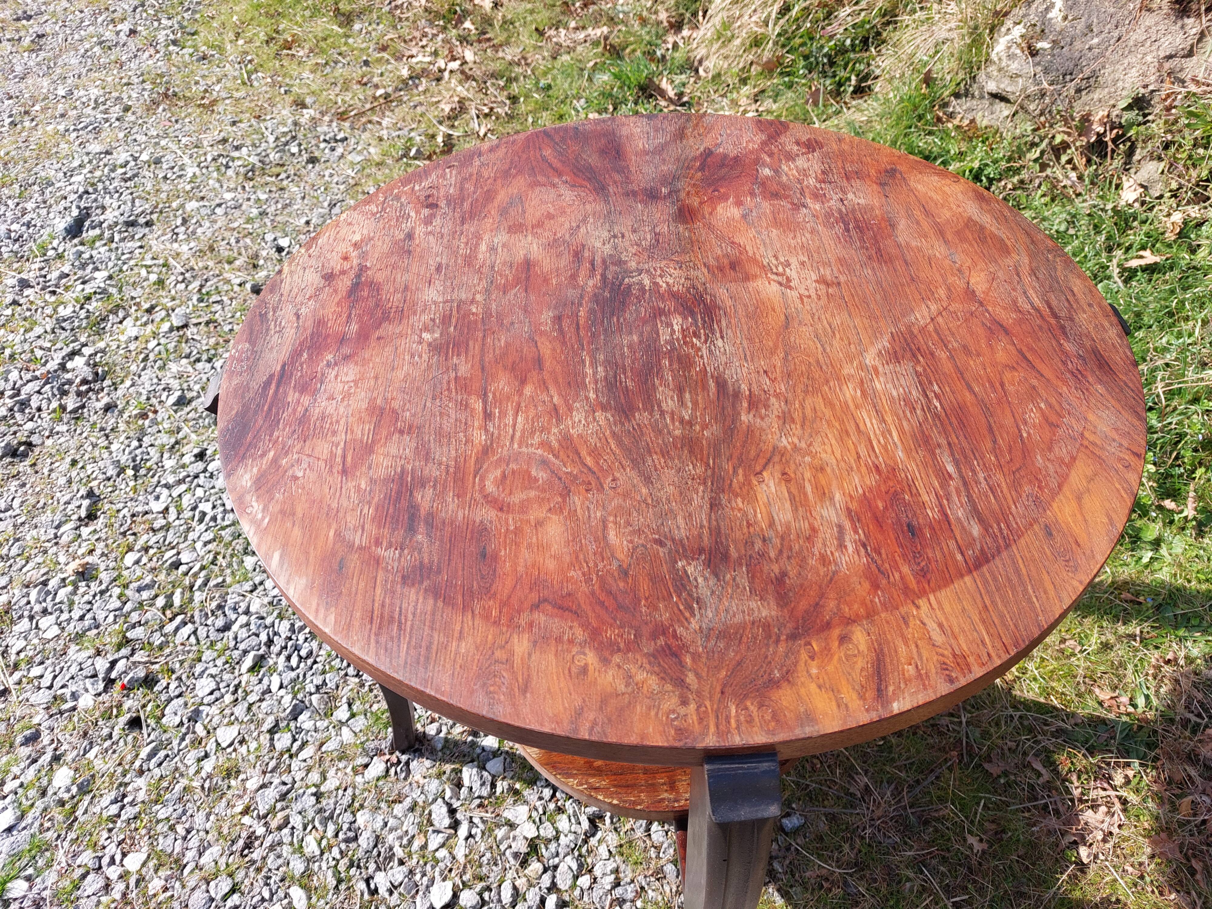 wooden pedestal table, two-tone, art deco