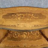 Double-top tea table in marquetry from the Napoleon III period