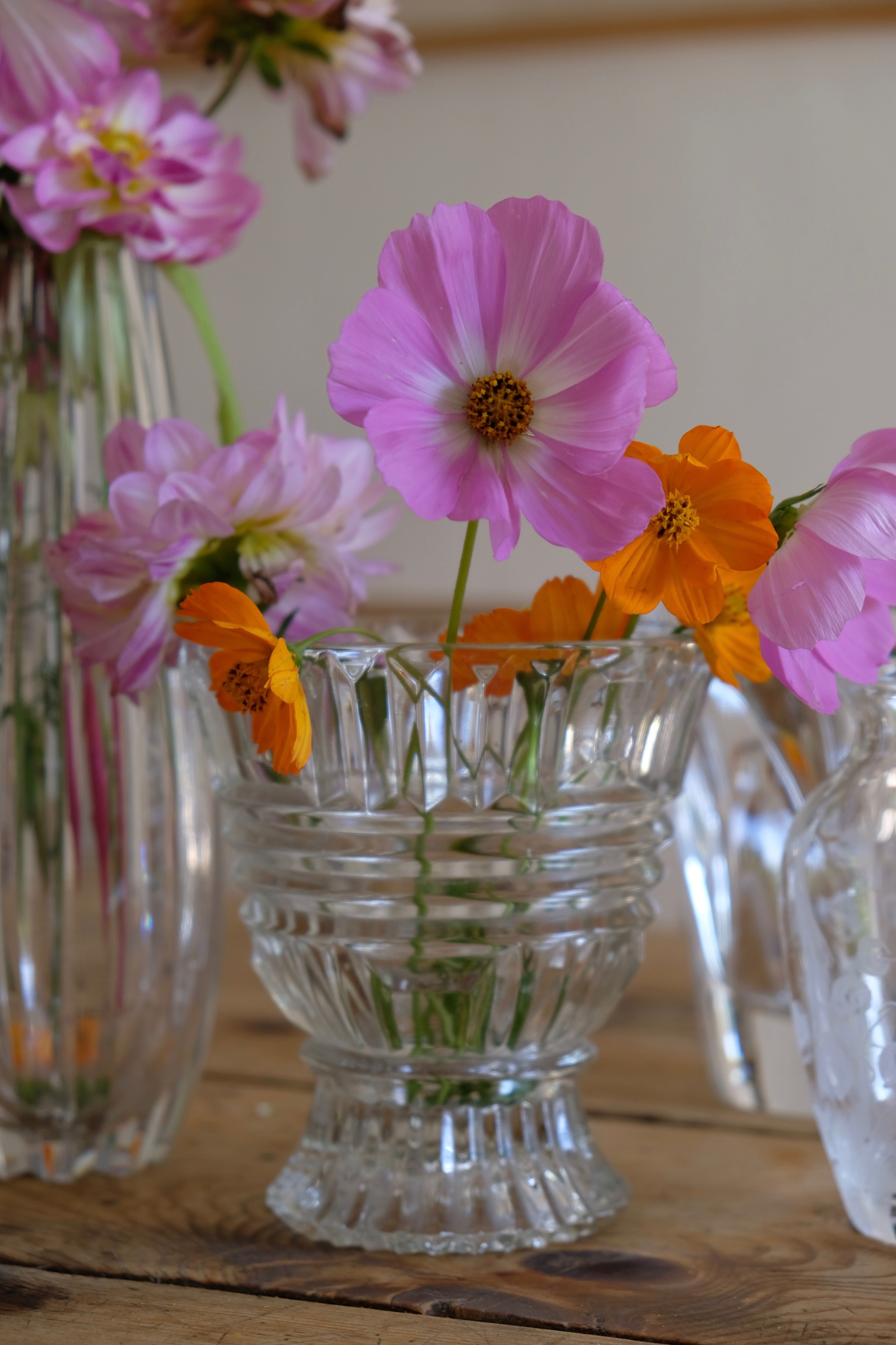 Carved crystal vase from the 50s
