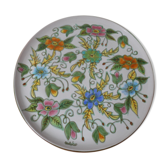 Plat à tarte artisanal, décor floral
