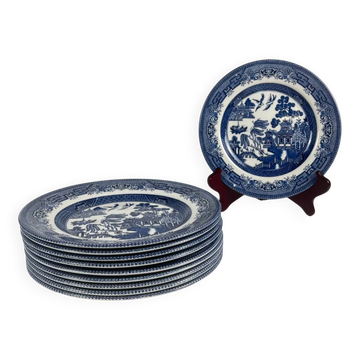 Set of 10 dessert plates, Asian pattern, Churchill, England 1970.