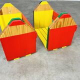 Pair of modular wall pencil shelves by Pierre Sala for children