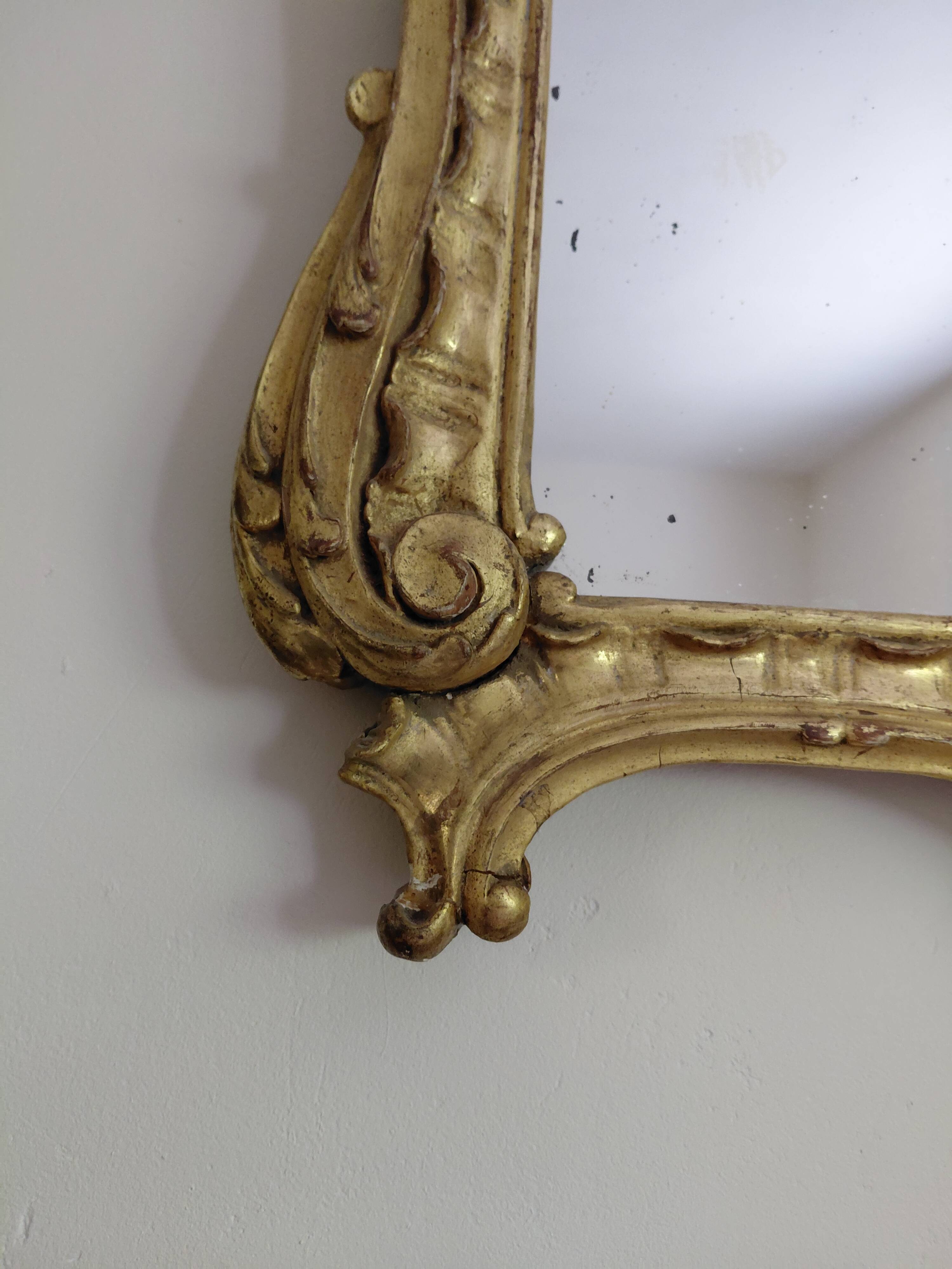 19th-century gilded wooden mirror