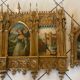 Neo-Gothic triptych in gilded wood