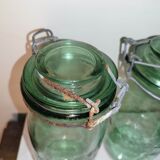 Lot 3 ideal green glass jars
