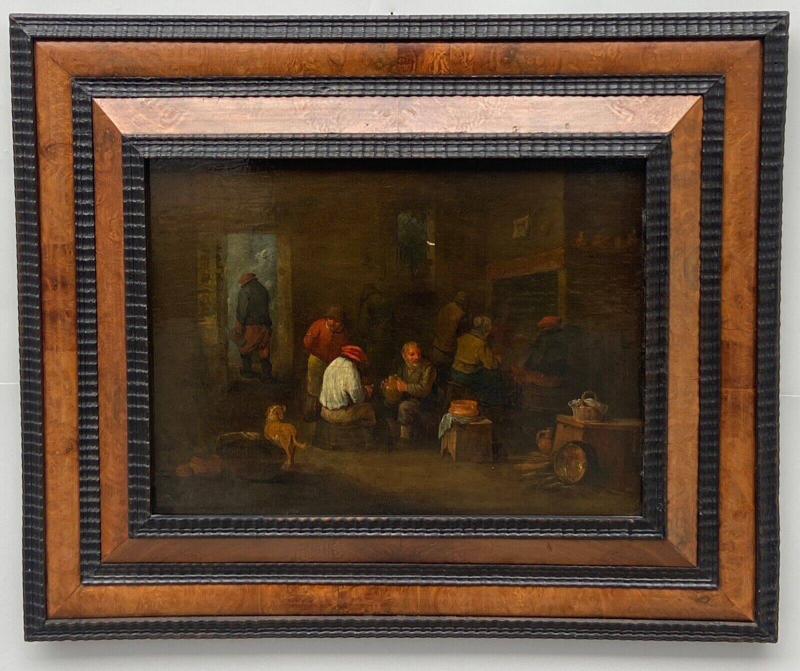 Oil on panel Dutch interior scene Flemish school 19th century