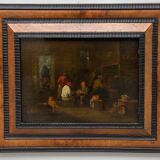Oil on panel Dutch interior scene Flemish school 19th century