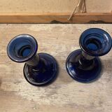 Pair of glass candle holders
