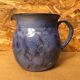 Old Vintage Blue Enamelled Terracotta Carafe Refresher Pitcher