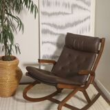 Rocking chair design Norway 1960s teak wood year 60 ref PAOLO