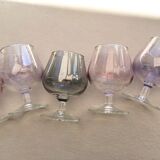 Set of 6 iridescent cognac glasses