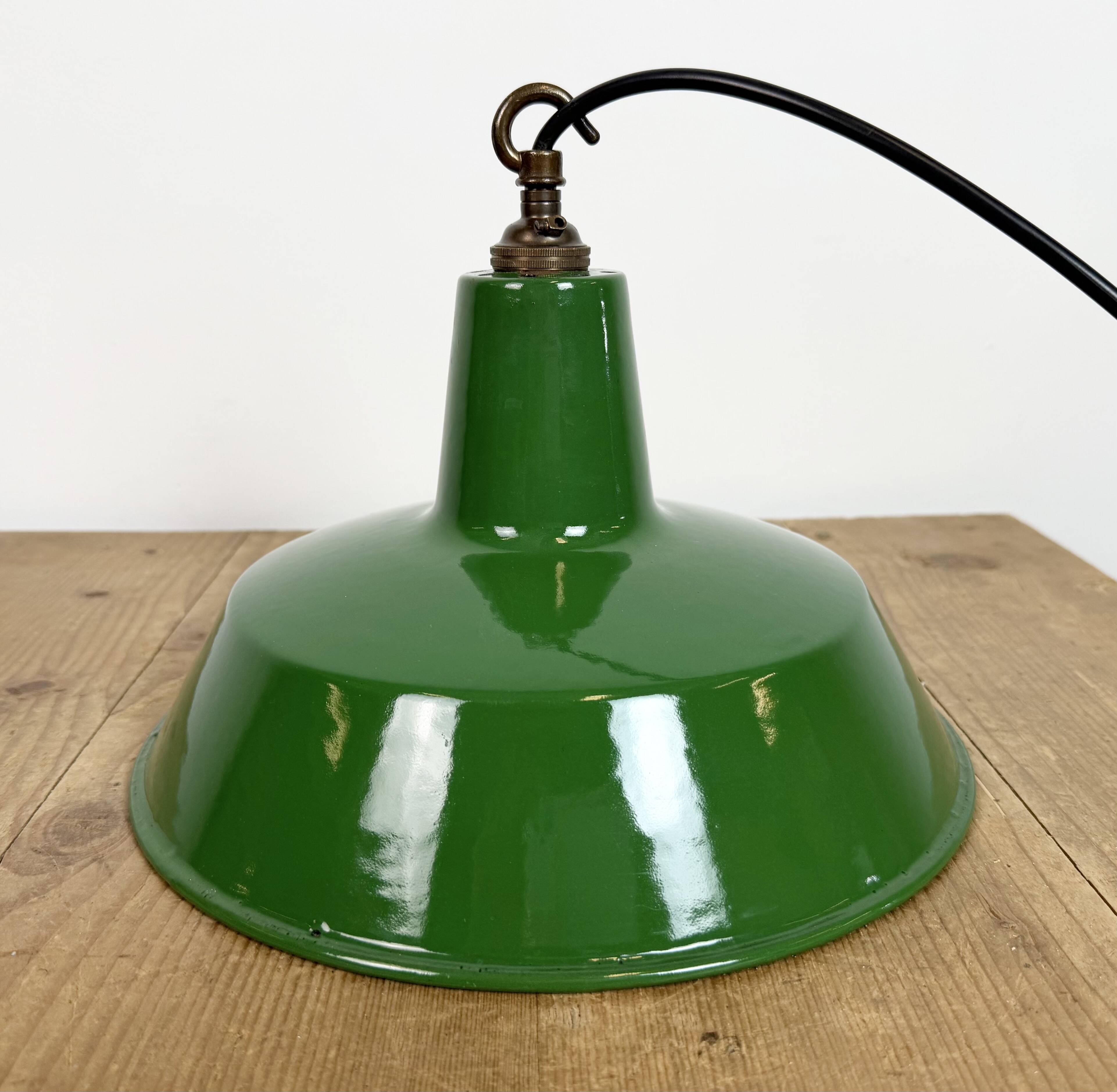 Industrial Green Enamel Factory Pendant Lamp from Revo, 1950s