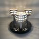 Mid-century ceiling light with 3 shades and wooden base, 1960s, Italy.