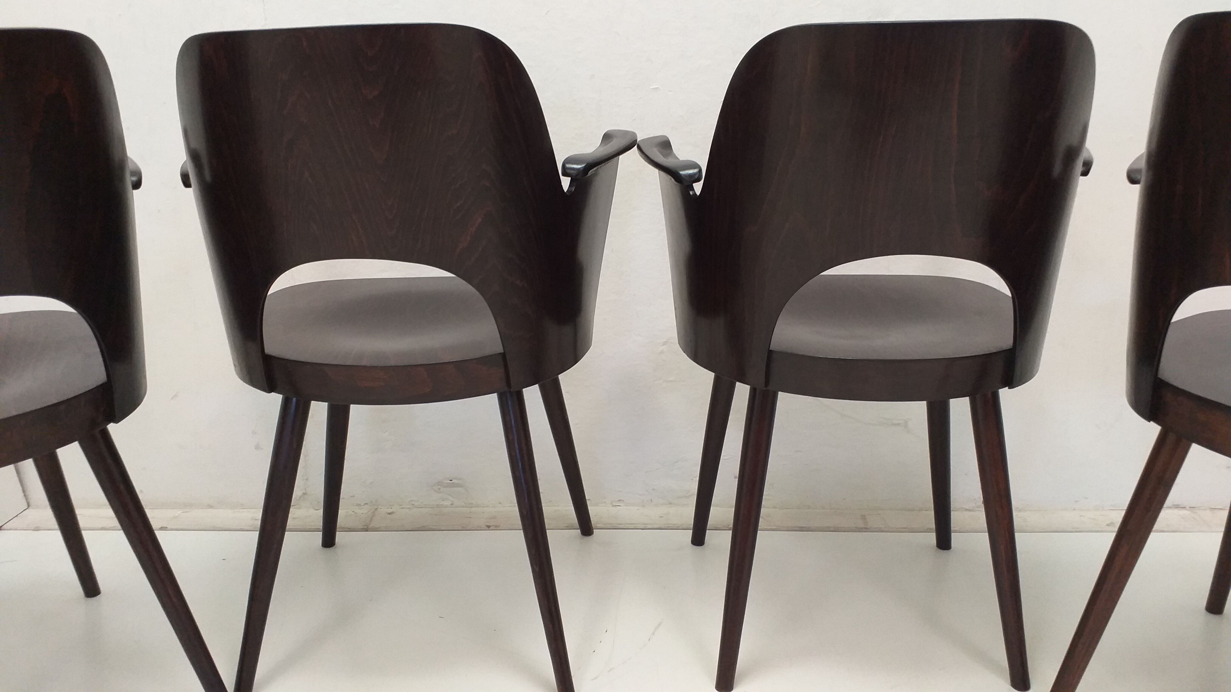 4 Oswald Haerdtl chairs for Ton, Czechoslovakia