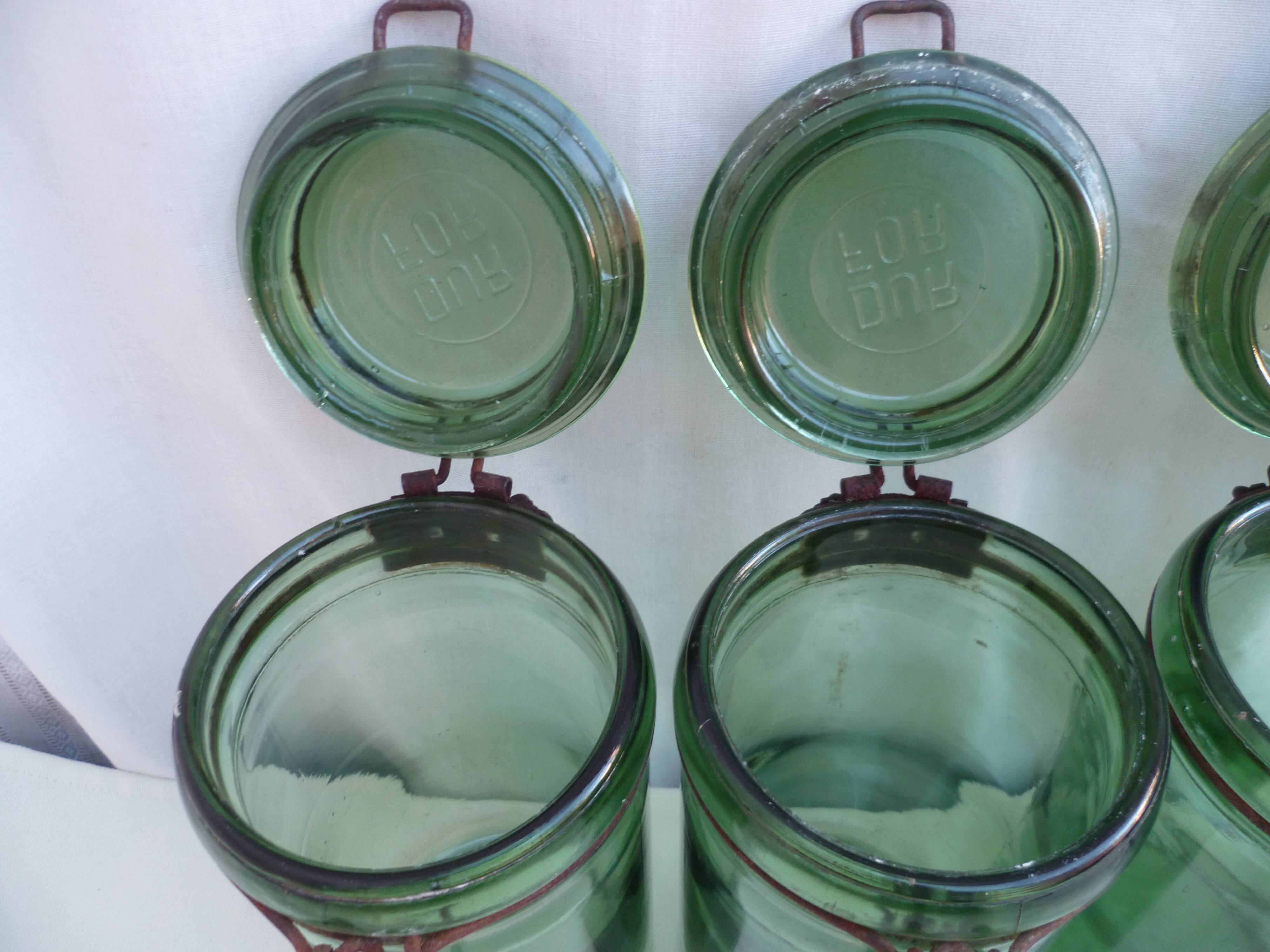 4 jars 1 liter bottle green Durfor to 1950s
