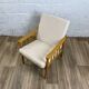 Reupholstered Scandinavian oak armchair, Eastern European origin, 70s-80s