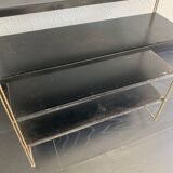 Vintage 1960 String wall shelf black and gold - 60 x 48 cm