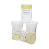 Set de 4 verres vintage, granité jaune et doré, vintage, authentique, années 50