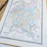 Russia, old map, printed in 1852.