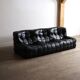 Kashima three seater sofa in black leather by Michel Ducaroy for Ligne Roset, 1970s