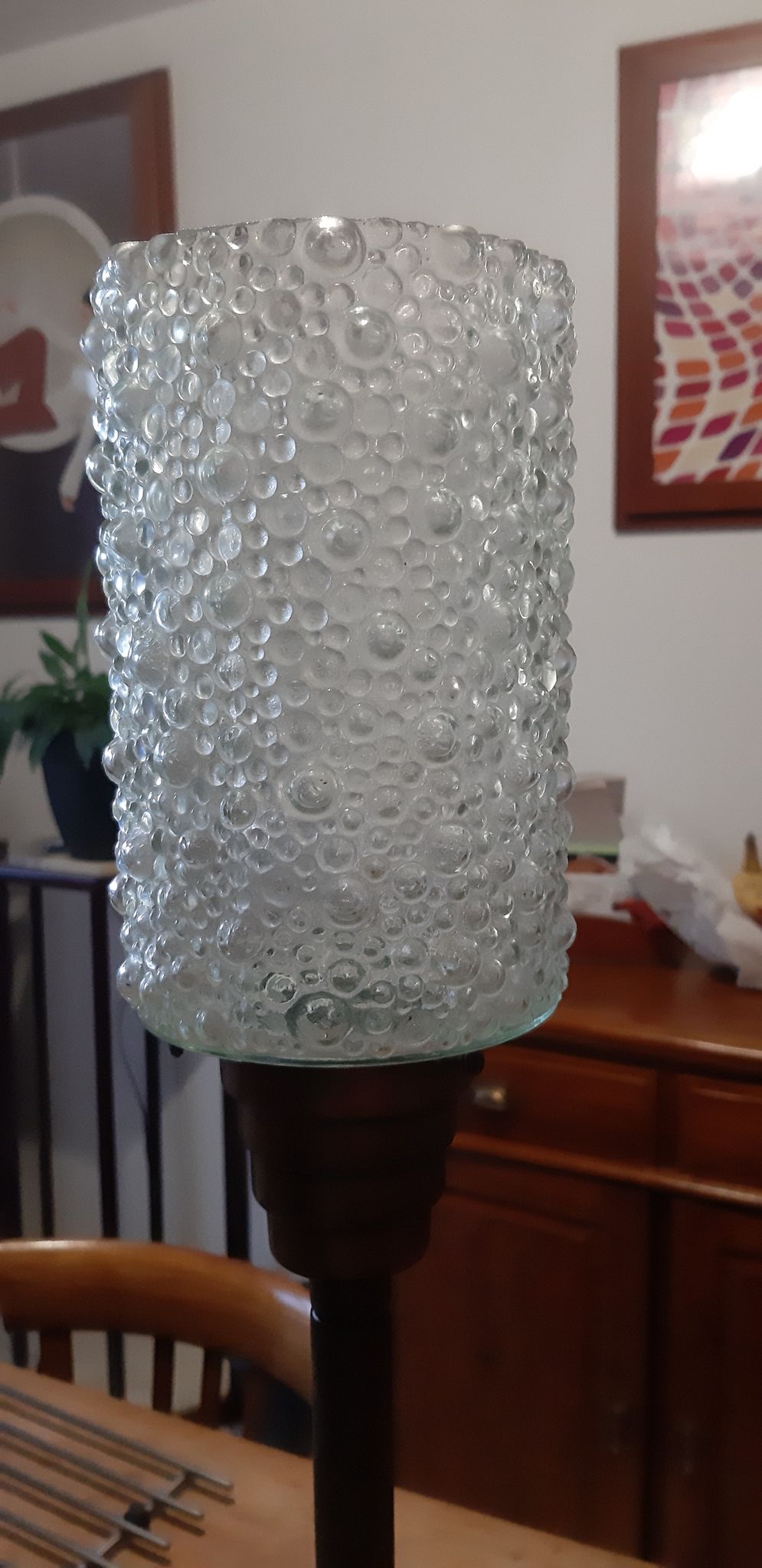 Lampe vintage laiton et verre granité
