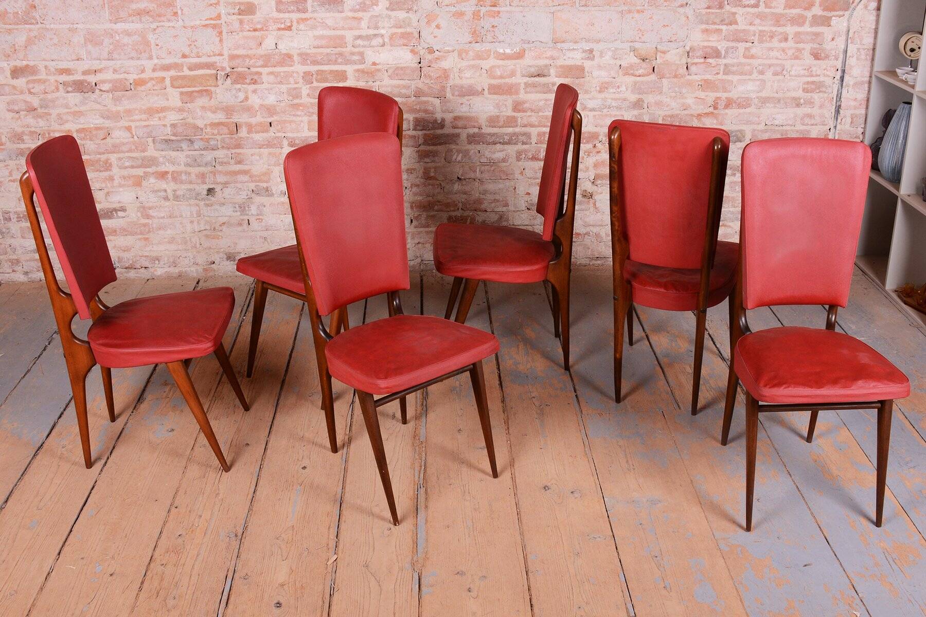 Vintage French Art Deco Chairs by Jules Leleu for Stella, 1940s, Set of 6
