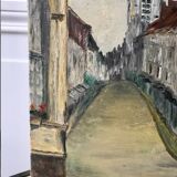 Oil painting on canvas church street 20th century