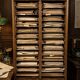 Antique double curtain cabinet in oak (internal drawers)