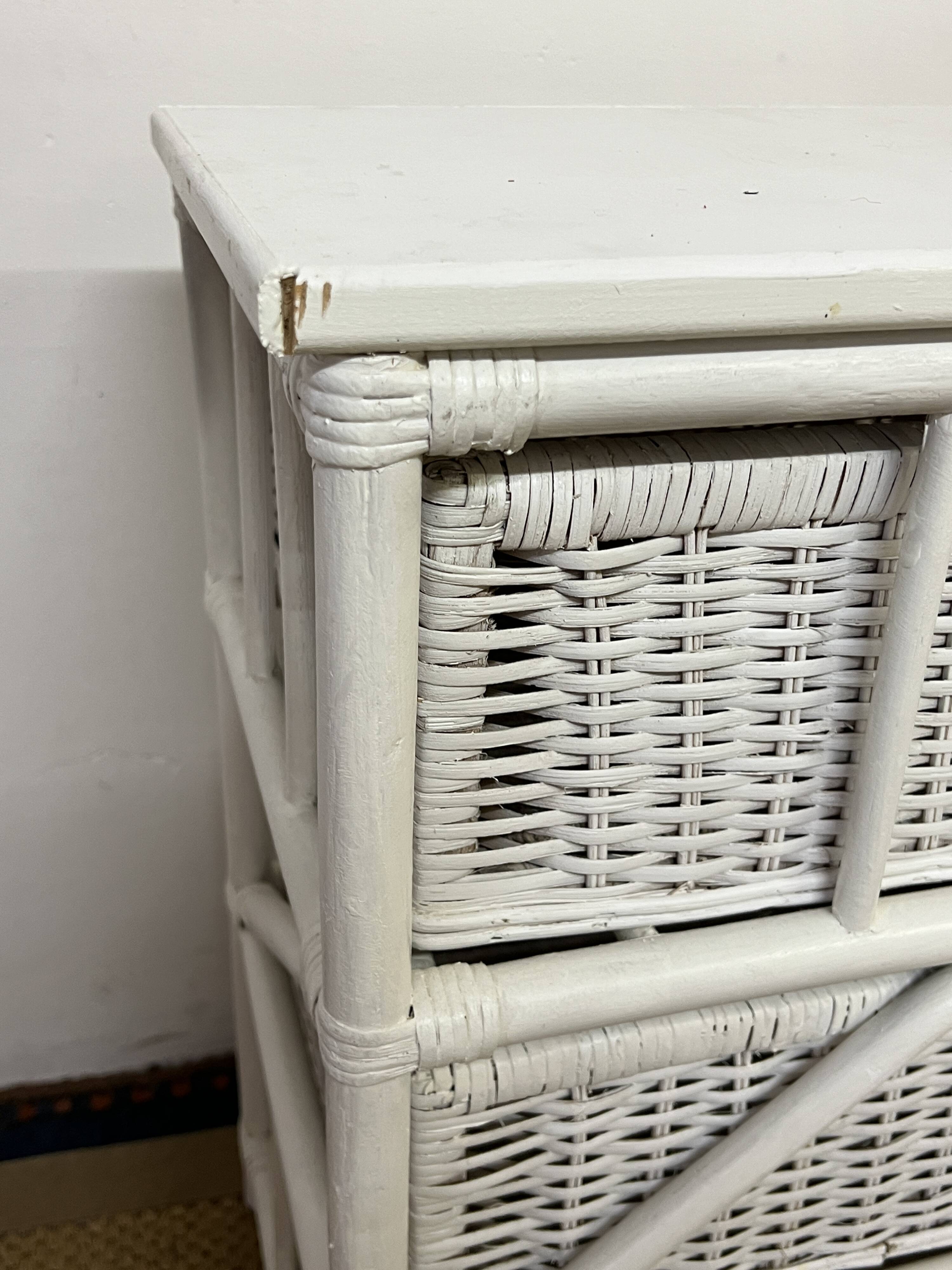 Vintage rattan storage unit, 3 drawers