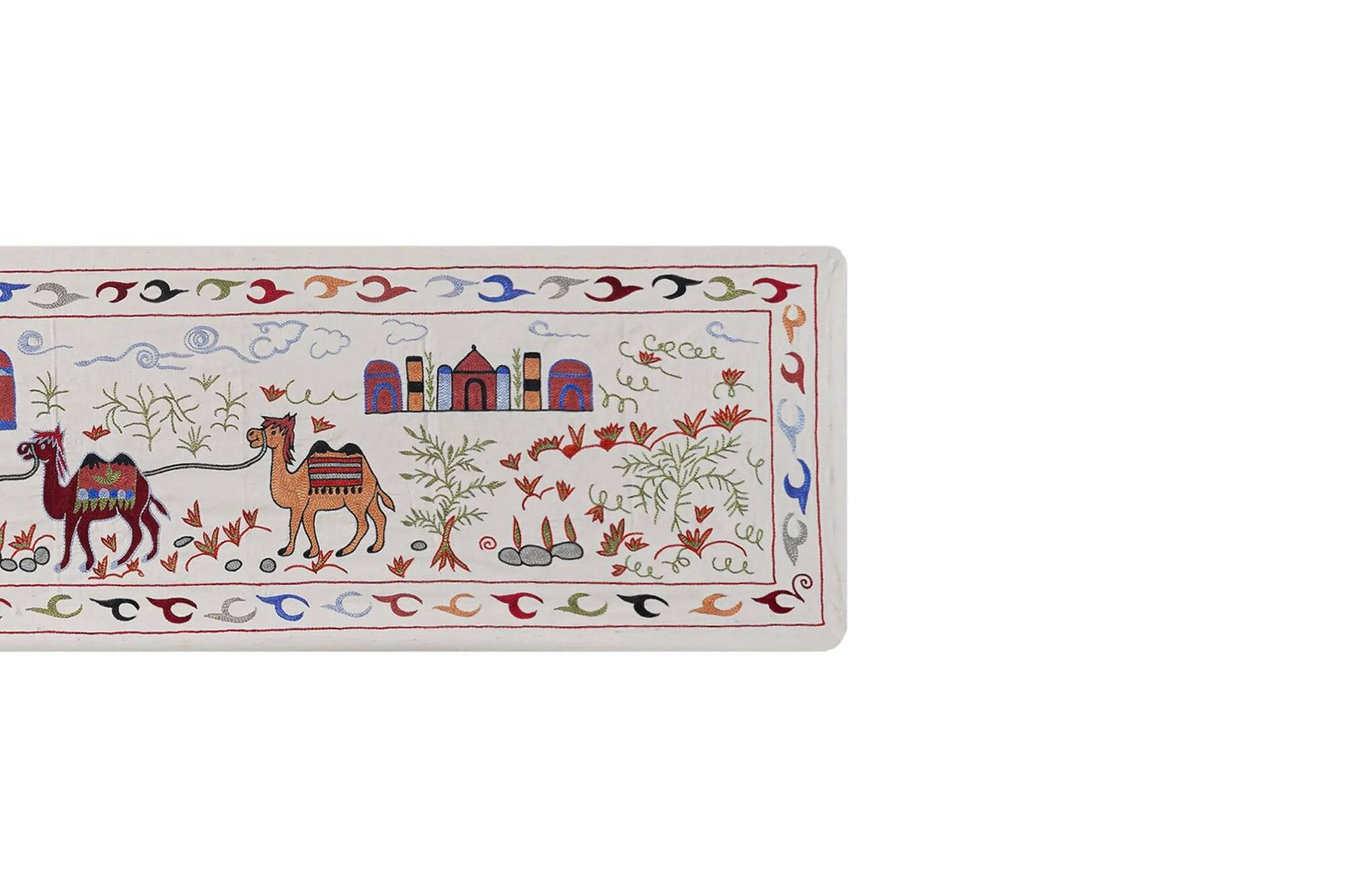 Vintage hand-embroidered tablecloth 51x188 cm