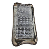 Silver-plated metal and glass hors d'oeuvre tray