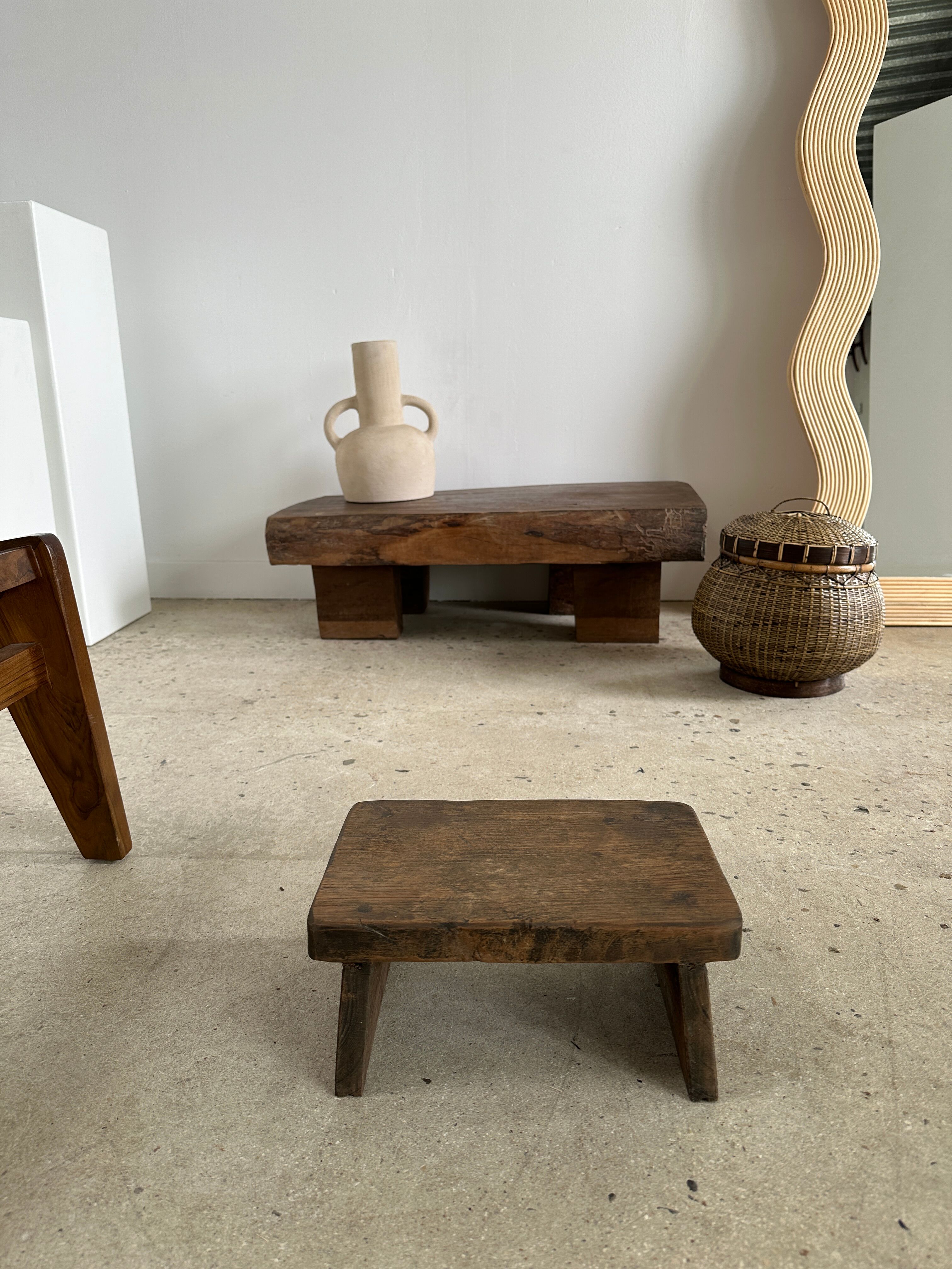 Asian solid wood quadripod brutalist coffee table H30 L81 l42