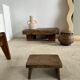 Asian solid wood quadripod brutalist coffee table H30 L81 l42