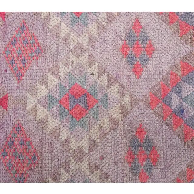 Vintage Turkish Hand-Knotted Wool Cotton Pink Runner 83x324