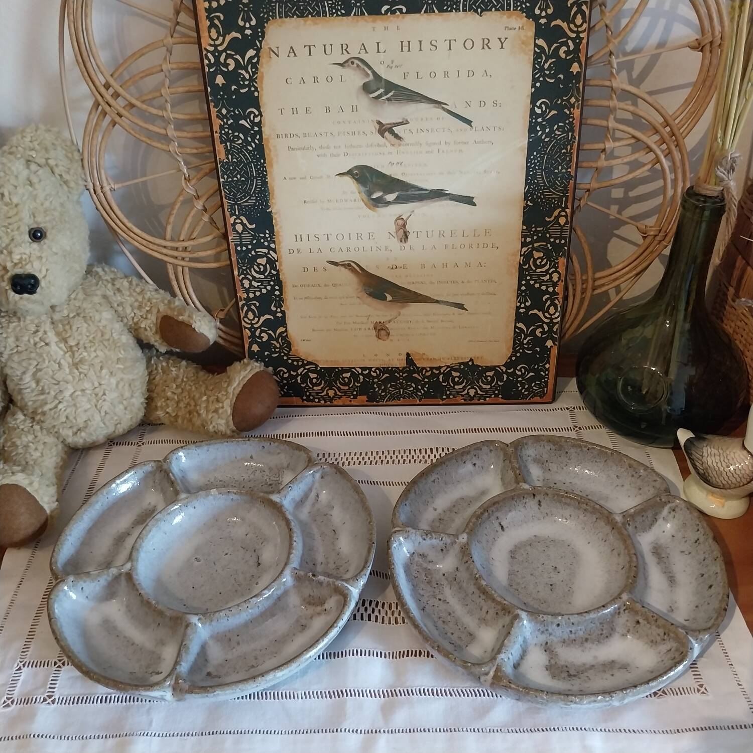 Vintage glazed stoneware appetizer dishes