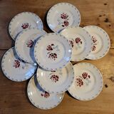 Lot of 11 flat plates Rose Rouge Niderviller