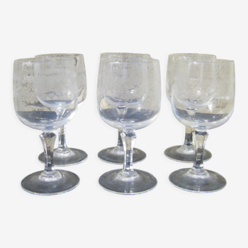 Series of six antique glasses