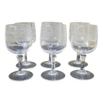 Series of six antique glasses