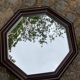 Vintage octagonal mirror in solid wood from the 70s, 63x63cm.