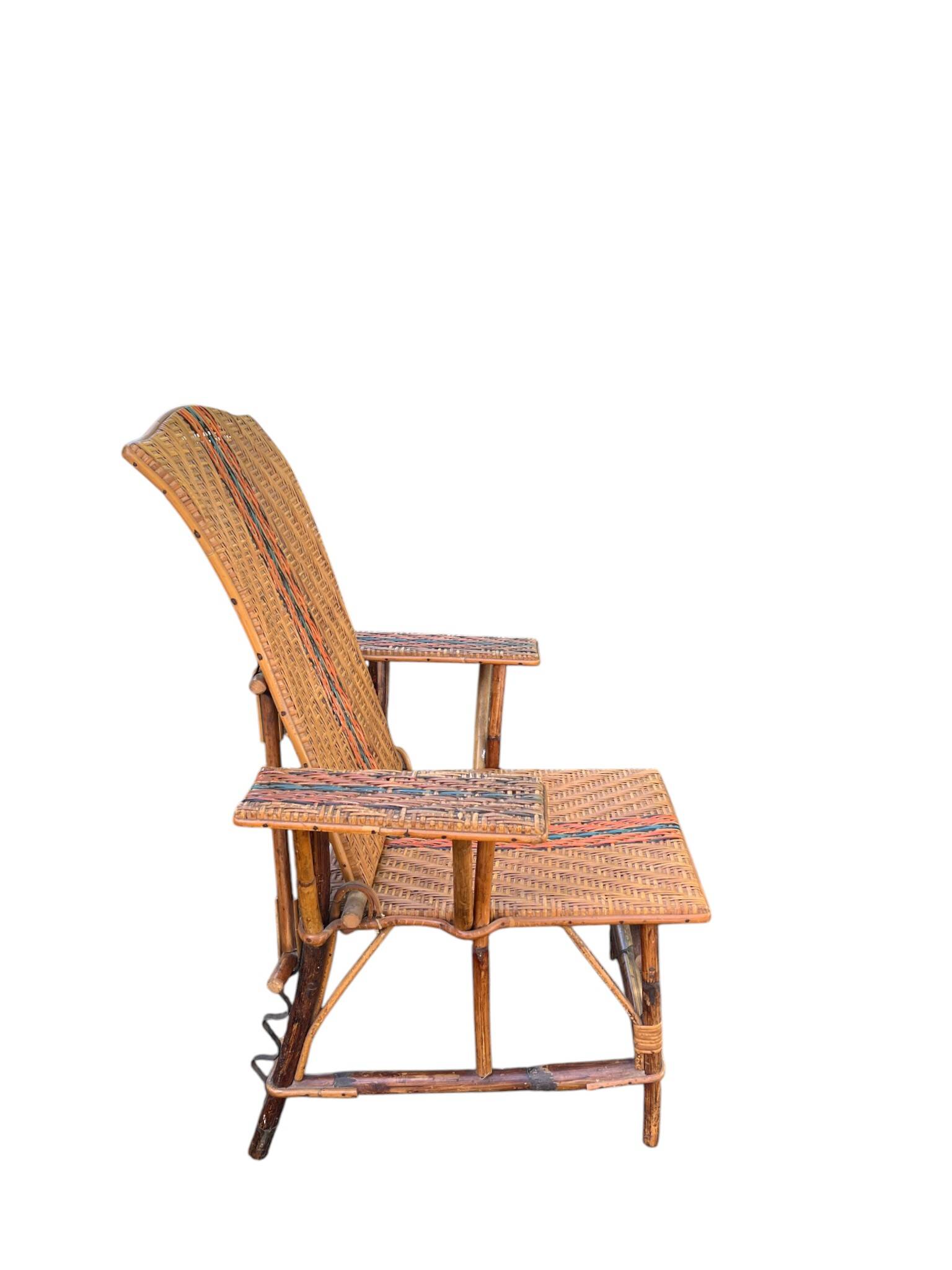 Rattan and bamboo deck chair from around 1940.