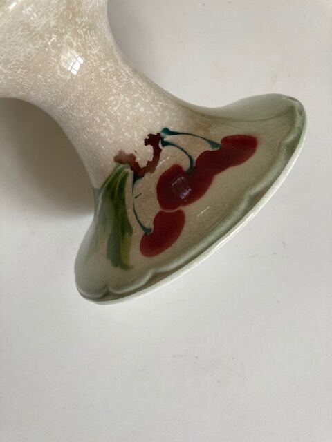 Plate mounted compotier with fruit iron earth with cherry decoration 1930