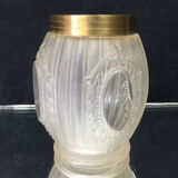 Vase ancien en verre et bague en laiton de style Louis XVI