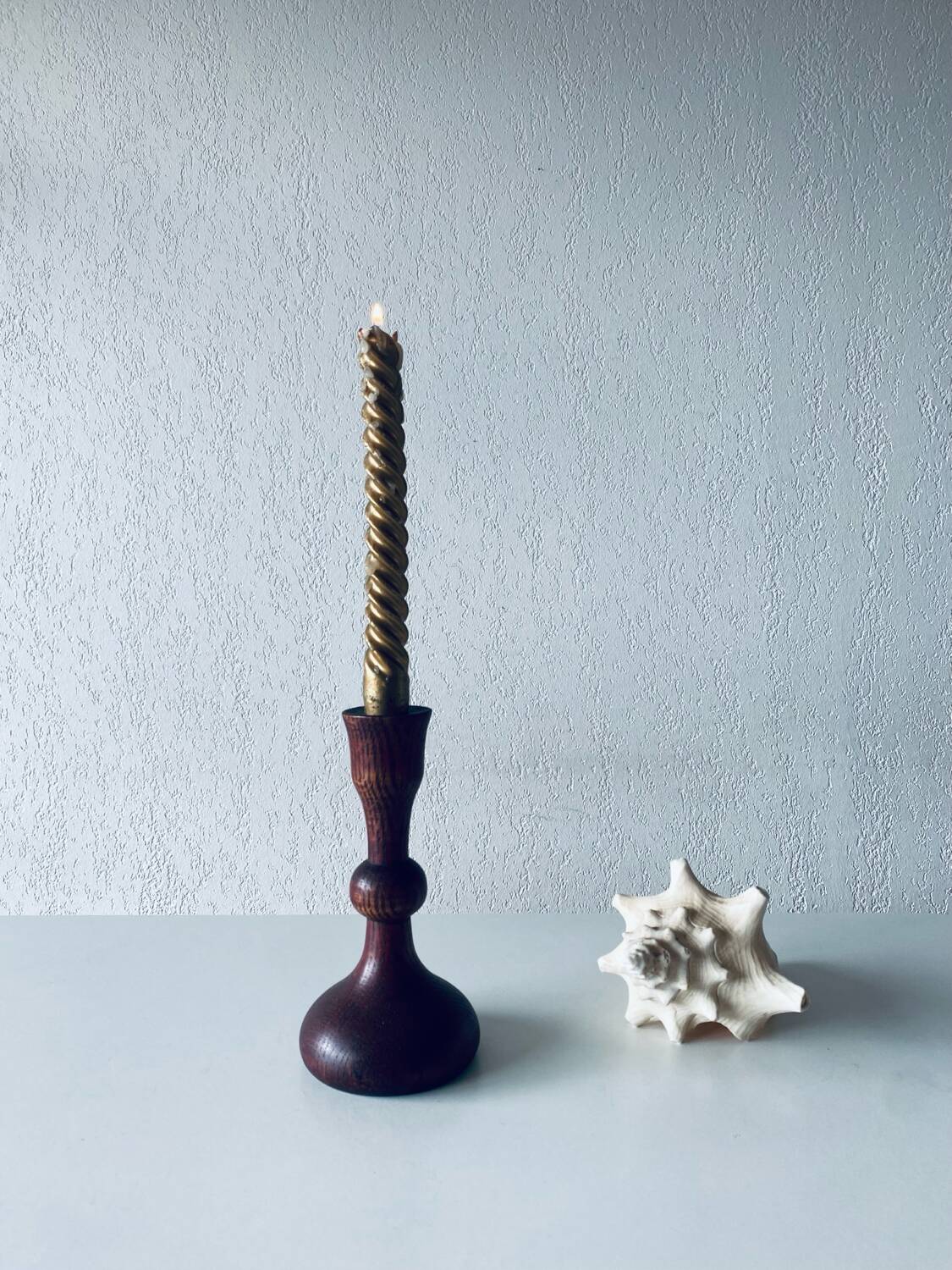 Turned wooden candle holder