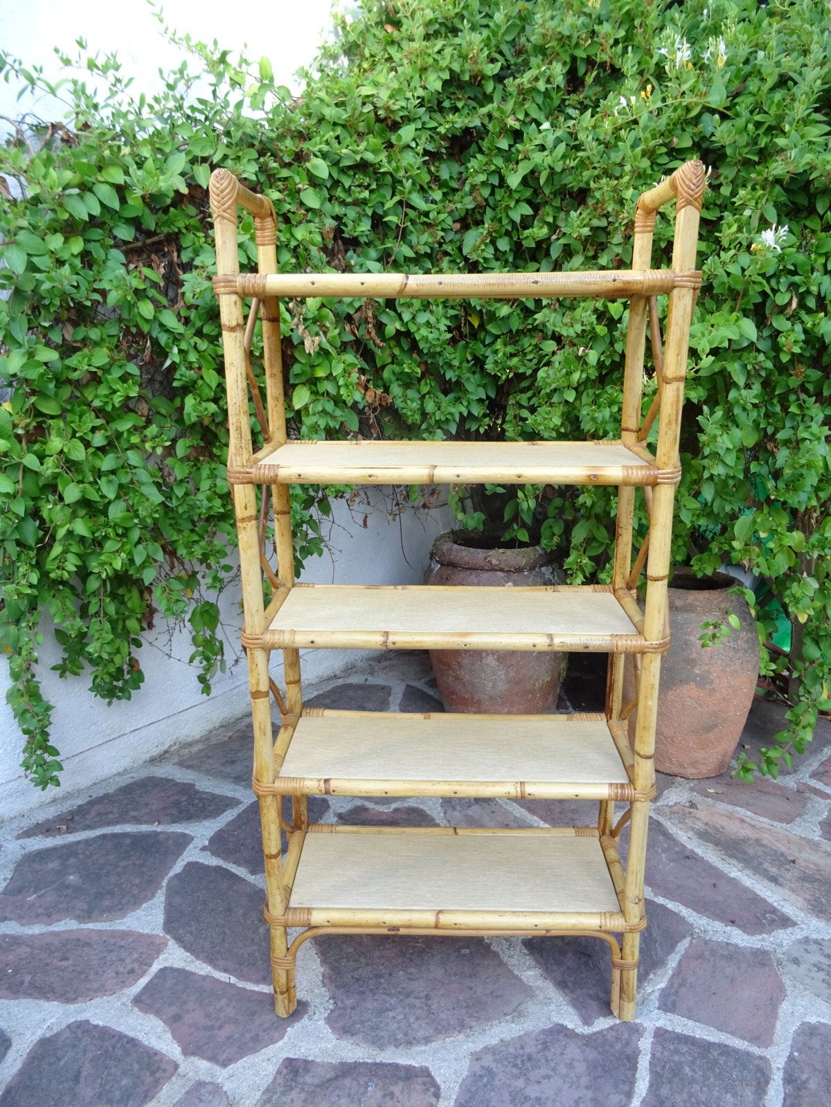 Rattan bookcase shelf 60s