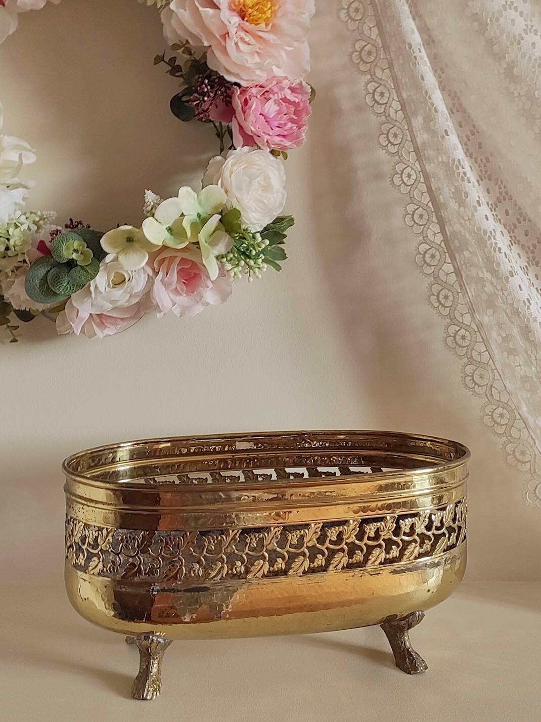 Old golden metal planter